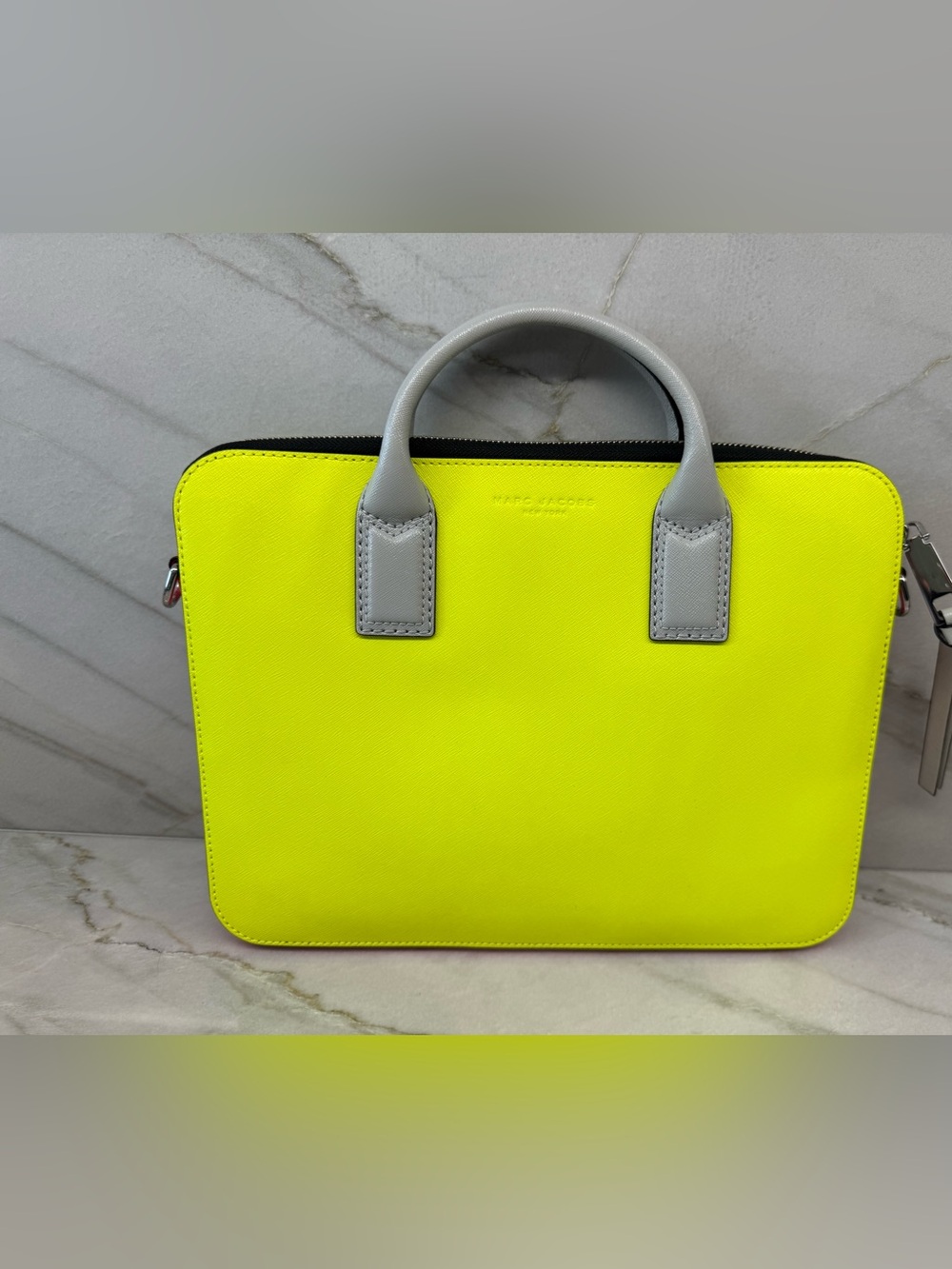 SOLD Marc Jacobs Snapshot Commuter 13 Laptop Bag Neon Yellow Saffiano Leather - Picture 4 of 16